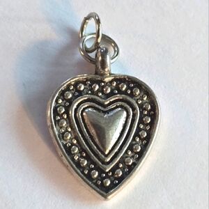 Heart charm pendant silver tone love jewelry valentine